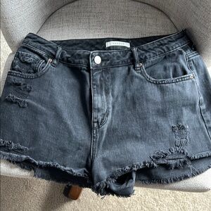PacSun black ripped zip fly high waisted denim festival shorts